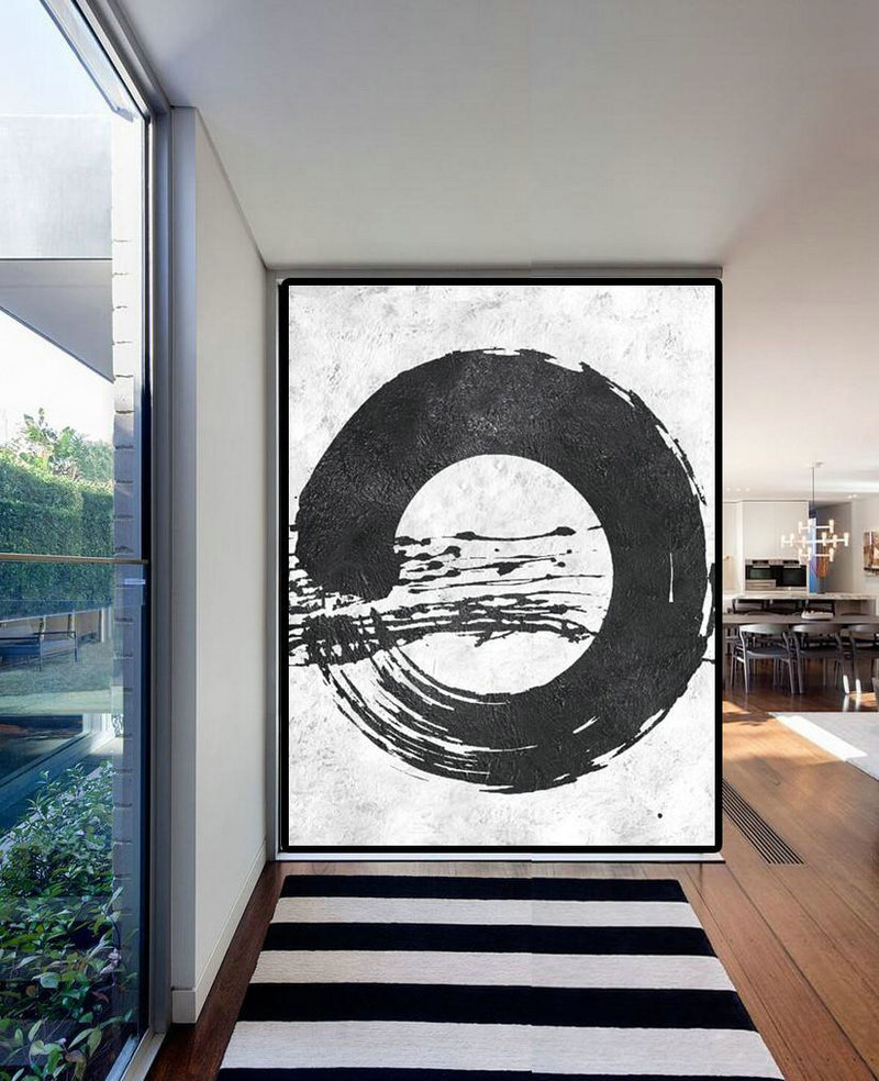 Large Abstract Art,Black And White Minimal Painting On Canvas - Personalized Canvas Art